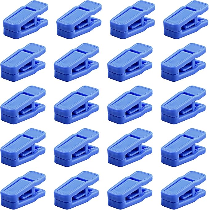 Premium Heavy Duty ABS Plastic Slim-line Hanger Set of Finger Clips for Velvet Hangers - 20 Pack (Blue)