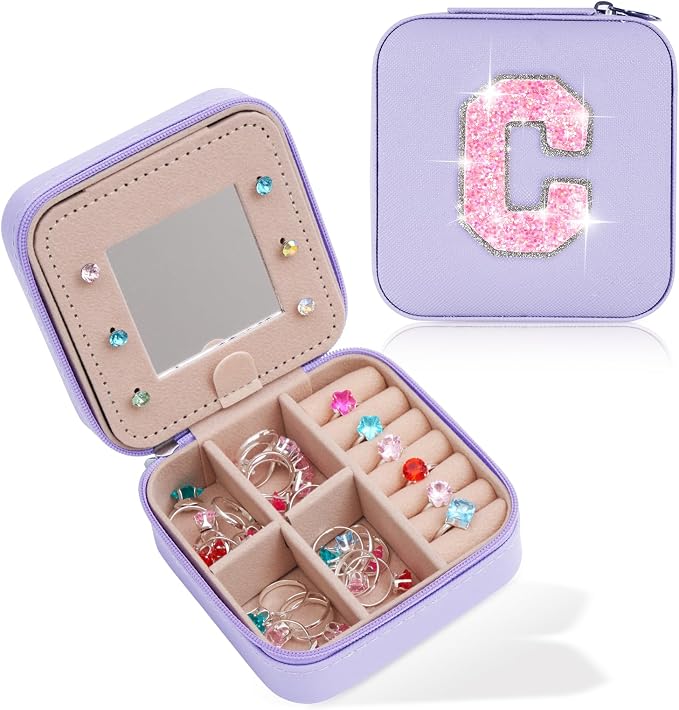 Uygafly Gifts for Teen Girl Trendy Stuff,Birthday Gift for 5 6 7 8 9 10 11 12 13 14 15 Year Old Girls,Cute Travel Jewelry Case Small Box | Lavender,C
