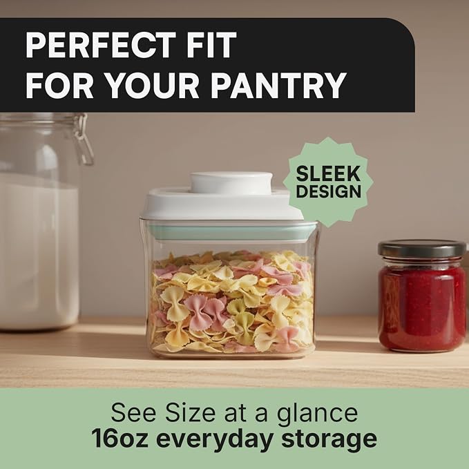 Bop Top Airtight Food Storage Containers with Lid 2 Cups / 16 oz | Kitchen Canister Sets | Air Tight Pantry Container | Pop Top Dry Food Storage Containers for Snacks, Sugar, Flour, Baking, Pasta