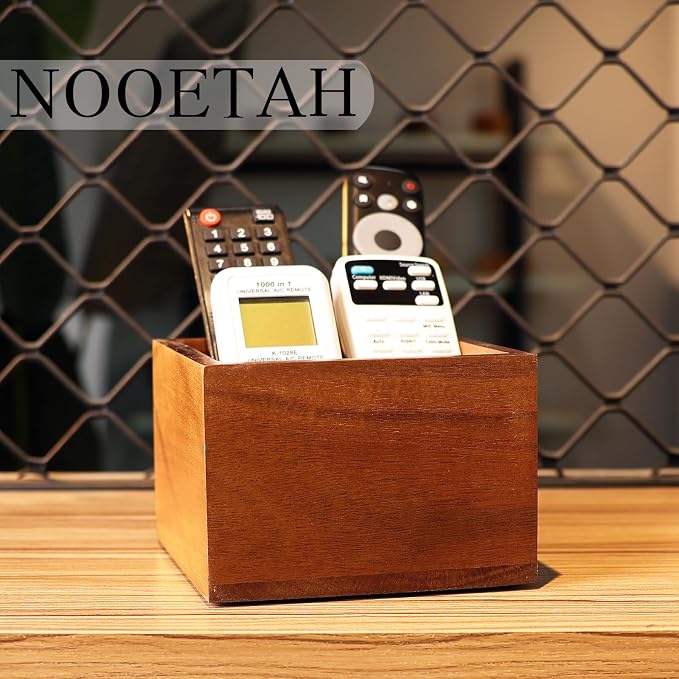 Remote Control Holder, Wooden TV Remote Holder for Table, Remote Organizer Caddy for Home Decor, Remote Box for Nightstand, Brown, 1 Slot - 5.1 Inch
