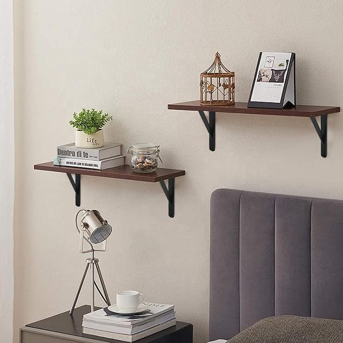 12 Pack L11 x H 8" Black Heavy Duty Shelf Brackets with Screws Metal Shelf Brackets Shelf Support Angle Brackets for Shelves L Brackets Heavy Duty Floating Shelf Brackets
