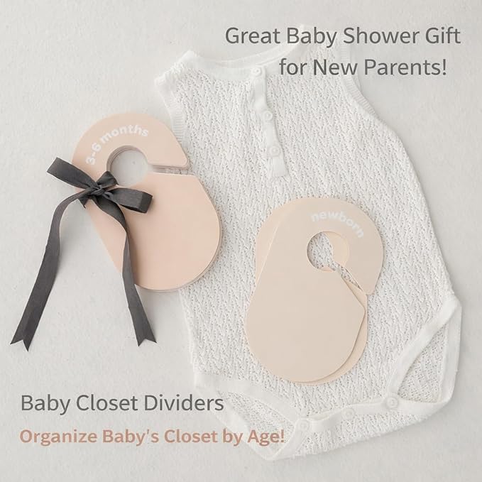 3 Sprouts Baby Closet Dividers, Newborn to 2T, Stripe, 8 Piece Set | Newborn to 2T sizing, 8-piece set, Double-sided size labels, Age labels, Nursery closet storage, Baby clothes organizer