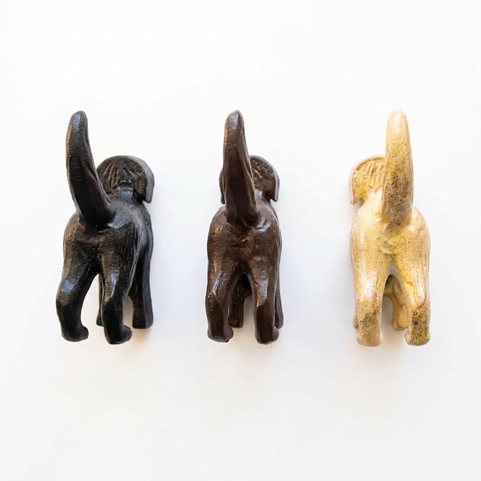 Lulu Decor, Cast Iron Labrador Black, Chocolate Brown & Cream Dog Tail Hooks (3 Dog Tail Hooks)