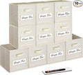 11 Inch Storage Cube,Storage bin (Set of 10) Foldable Fabric Cube Storage Bins with 10 Labels Window Cards & a Pen,Baskets Containers for Shelves,Closet Organizers Box,cube storage,Beige