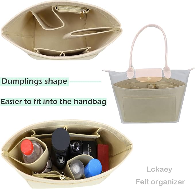 Lckaey Purse Organizer Insert for Le Pliage Handbag tote bag Insert Organizer1012khaki-L