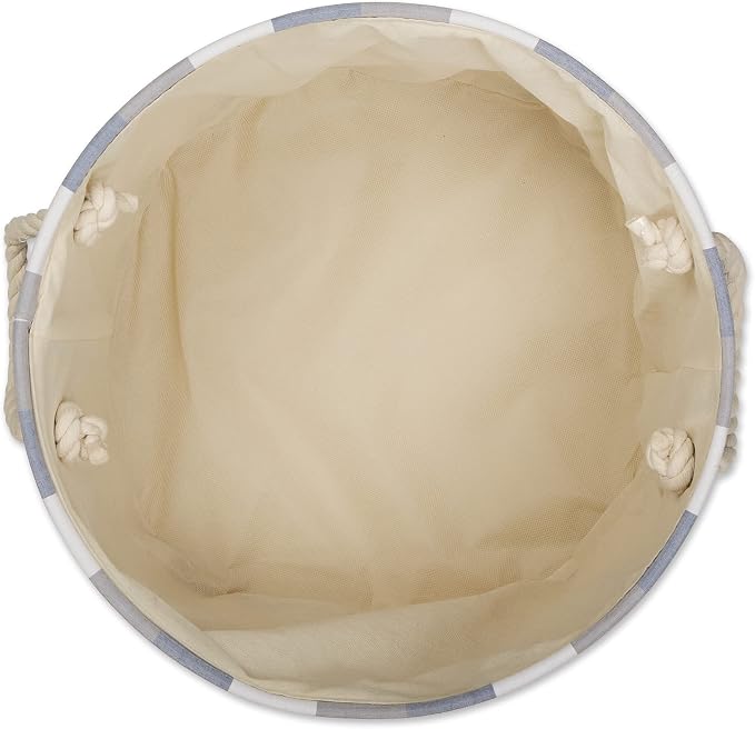 DII Buffalo Check Storage Collection Collapsible Bin with Handles, Large Round, 16x16x15, Tri Color French Blue