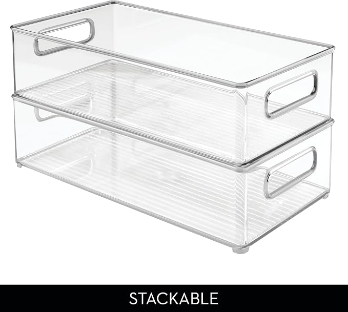 iDesign Stackable Fridge Bin, Set of 6, Clear | Kitchen Storage Bin, For Pantry, Cabinets, or Fridge