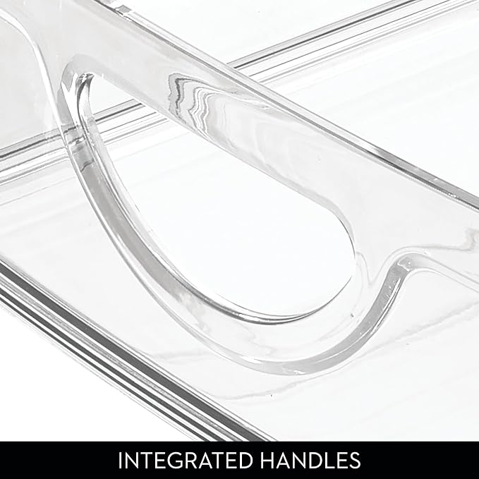 iDesign Plastic Stackable Pantry Bin, Clear | Storage Bin with Handles, For Cabinets or Fridge