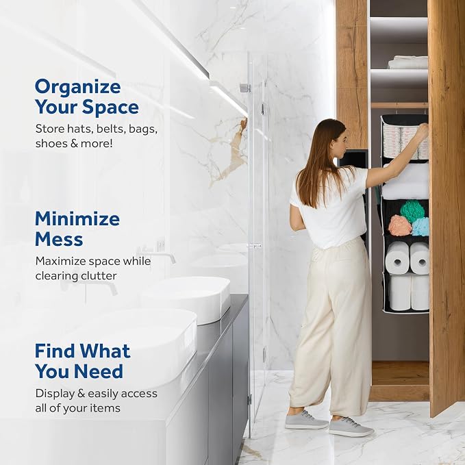 ZOBER Hanging Closet Organizer, 5-Shelf - Hanging Storage Organizer Shelves for Clothes, Towels, Toys - College Dorm Room, Nursery, & Home Closet