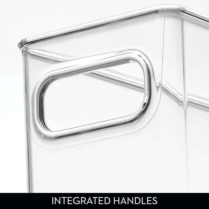 iDesign Stackable Fridge Bin with Handles, Set of 2, Clear | Ideal for Freezer or Pantry, Made in USA