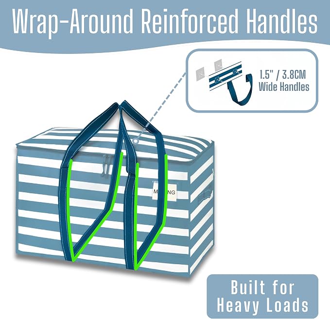 VENO 10 Pack Heavy Duty Moving Bags, Extra Large Storage Bags with Reinforced Handles & Strong Zippers, Foldable & Reusable Moving Box Alternative for Clothes & Dorm Storage