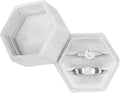 DesignSter Hexagon Velvet Ring Box - Premium Gorgeous Vintage Double Ring Display Holder with Detachable Lid for Proposal, Engagement, Wedding, Ceremony (Silvery Grey)
