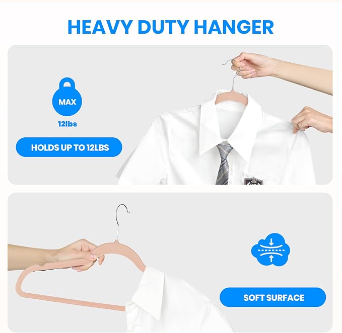 Simple Deluxe Velvet Hangers 30 Pack, Non-Slip Clothes Hangers with Shoulder Notches, 360° Swivel Hooks, Heavy Duty Coat Suit Hangers for Closet Space Saving, Pink