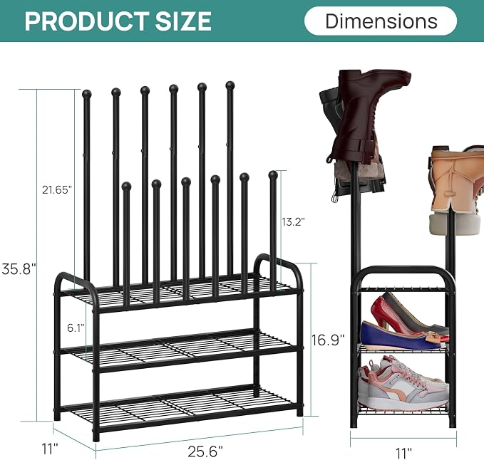 viewcare Tall Boot Rack, Boot Rack Organizer, Tall Boots with Shoe Rack for Closet, Shoe Shelf Storage Organizer for Entryway Space