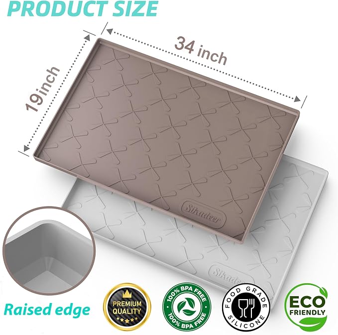 SIKADEER Under Sink Mat Waterproof 34" x 19", Silicone Mat Kitchen Drawer Shelf and Cabinet Liner, Sink Protector for Kitchen Organizers and Storage, Boot Tray Pet Food Mats