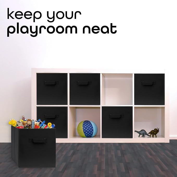 11x11 Cube Storage Bins - 2 Pack - 11 Inch Cube Storage Bin for Bedroom, Living Room, Clothes and Toys; 2 Handles, Foldable Cubby Organizer Bin