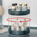 360 Rotating Makeup Organizer for Vanity, Bathroom Countertop Organizer Spinning Perfume Organizer, High-Capacity Cosmetic and Skincare Dresser Make Up Holder Rack (2 Tiers, Blue)