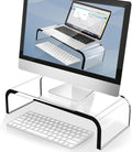 AboveTEK Acrylic Monitor Stand – Clear Monitor Riser & Computer Desk Stand, Premium Acrylic Laptop Stand for Home Office, PC TV Stand with Keyboard Storage Heavy Duty Desk Riser