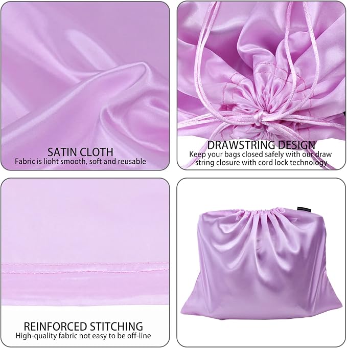 GONGKANGYUAN 12 Pcs Dust Bags for Purses and Handbags Satin Purse Storage Organizer With Drawstring Closure Handbag Protector (Violets)