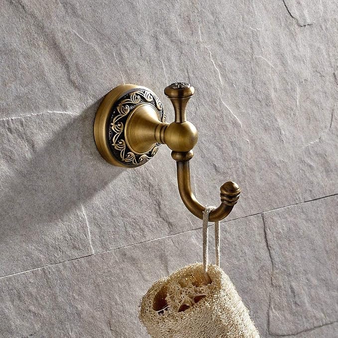Leyden Antique Brass Towel Hook, Bathroom Robe Hooks, Wall Mounted Retro Single Door Coat Clothes Hanger