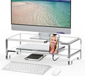 Acrylic Monitor Stand Riser L16''xW7.5''xH4.7'' 2-Tier Acrylic Laptop Stand Clear Computer Stand Laptop Riser with Storage Desk Organizer Accessories for Home and Office