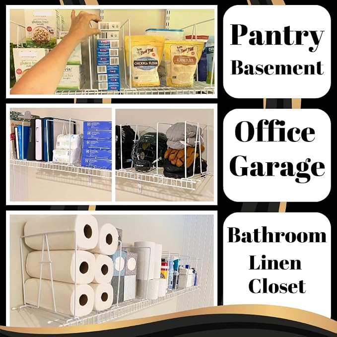 Evelots Wire Shelf Dividers - 10 Pack - Closet Storage & Organization for Office/Pantry/Garage - Tall Shelf Separator - Easy Clip - No Tool - Solid Coated Steel