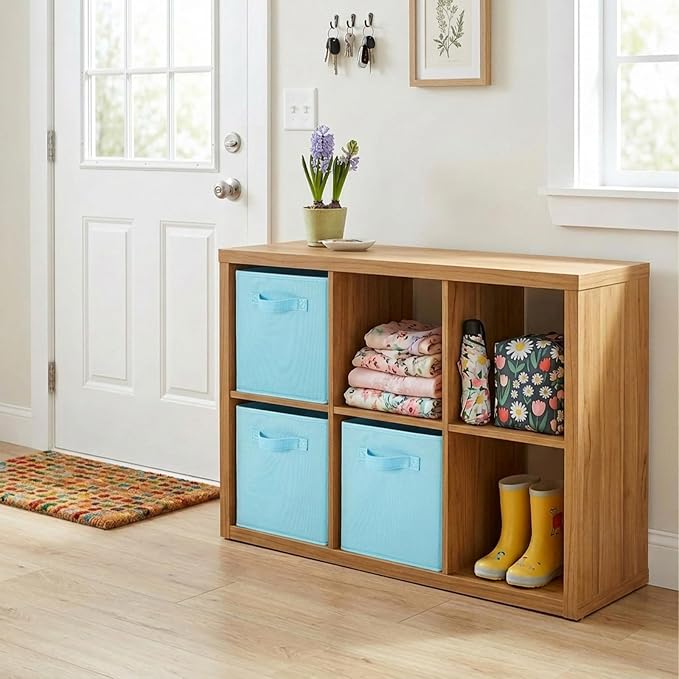 ShellKingdom Foldable Fabric Storage Cubes And Cloth Organizer Drawer For Closet And Toys, 6 Pack (Light Blue)