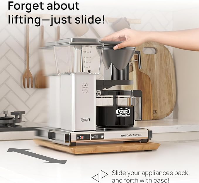 Ibyx Elegant Appliance Slider - Sliding Tray for Coffee Maker & Heavy Kitchen Appliances, Easy Slide, Made of Premium Bamboo, Space-Saving Kitchen Organizer, 40 lb Capacity, Natural - 13 x 10.5 Inch