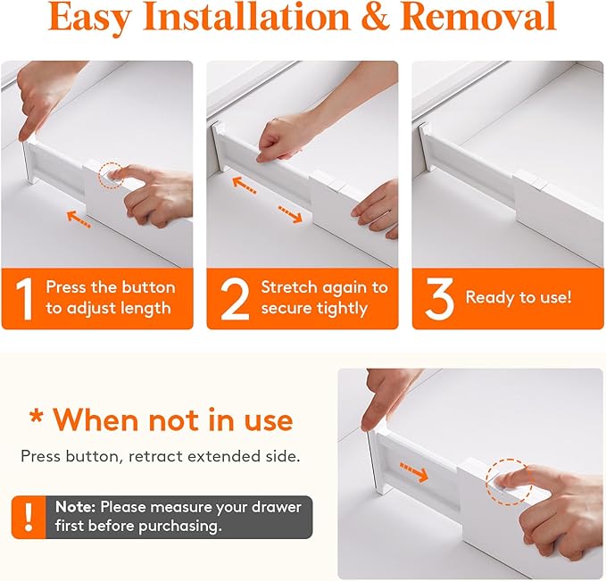 Lifewit 12 Pack Upgrade Drawer Dividers for Clothes, 4" High 11-17" Adjustable Dresser Drawer Organizers, Expandable White Plastic Drawer Separators for Kitchen, Nursery, Office Organization & Storage