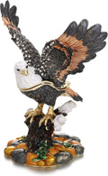 Hand Painted Animal Trinket Box for Home Decor, Hinged Jewelry Organizer Storage, Unique Personalized Collectible Keepsake Figurine Handmade Decorative Ornament Gifts (Eagle)
