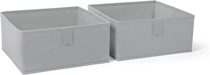 RiverRidge Kids 2pc Folding Storage Bins Set - 10.5” Bin Organizers with Handles - Gray Closet Organizers & Storage for Toys, Games, Shoes - Foldable Cube Storage Organizer Bins for Playroom, Nursery