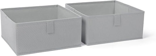 RiverRidge Kids 2pc Folding Storage Bins Set - 10.5” Bin Organizers with Handles - Gray Closet Organizers & Storage for Toys, Games, Shoes - Foldable Cube Storage Organizer Bins for Playroom, Nursery
