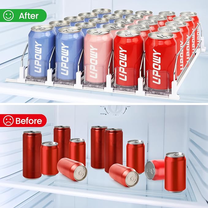 Drink Organizer for Fridge,Soda Can Organizer,Drink Dispenser for Fridge,Refrigerator Organizers and Storage Water Bottle Organizer,Holds up to 15 Cans,3 Row