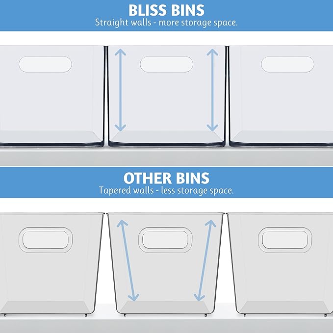 STORi Bliss 10" x 6" Open Clear Pantry Organizer Bin, Plastic Containers with Handle for Kitchen, Fridge, Cabinet, Closet, Bathrom, Undersink Storage Made in USA