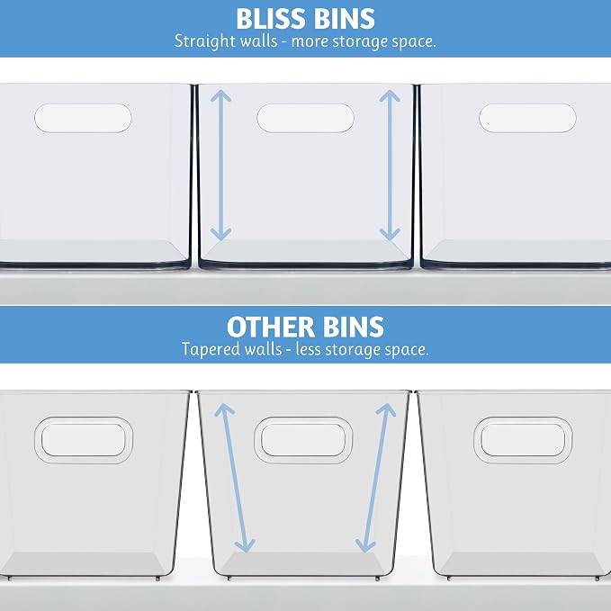 STORi Bliss 10" x 6" Open Clear Pantry Organizer Bin, Set of 4, Plastic Containers with Handle for Kitchen, Fridge, Cabinet, Closet, Bathroom, Undersink Storage Made in USA