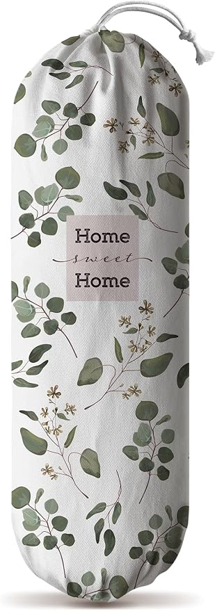 Hglian Grocery Bag Storage Dispenser,Eucalyptus Leaves Plastic Bag Holder,Garbage Shopping Trash bags Organizer,Farmhouse Sweet Home Kitchen Decor
