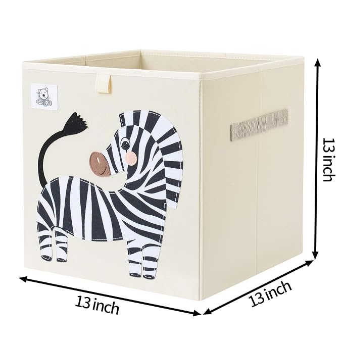 Foldable Animal Cube Storage Bins Fabric Toy Box/Chest/Organizer for Toddler/Kids Nursery, Playroom, 13 inch (Zebra)