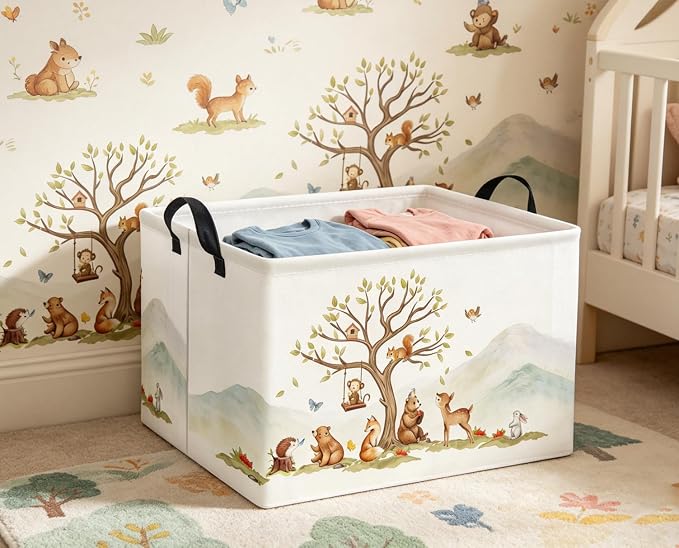 Kids Baby Storage Basket for Boy and Girls - Gift Basket Empty Book Shelf - Rectangular Animal Room Decor for Bedroom Bathroom