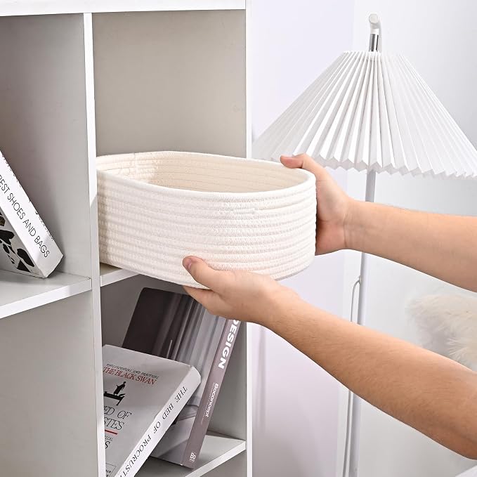 Small Baskets for Organizing, 4-Pack Storage Baskets for Shelves – Woven Basket for Nursery, Dog Toys, or Bathroom, Gift Baskets Empty