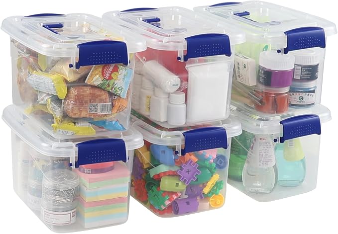 Wekioger 6 Packs 5 Quart Plastic Lidded Storage Bin, Clear Latching Storage Container Box