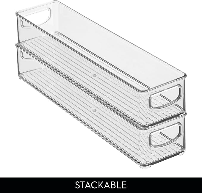 iDesign Slim Clear Plastic Storage Bin Organizer, Extra Long Narrow | Stackable, For Kitchen and Pantry