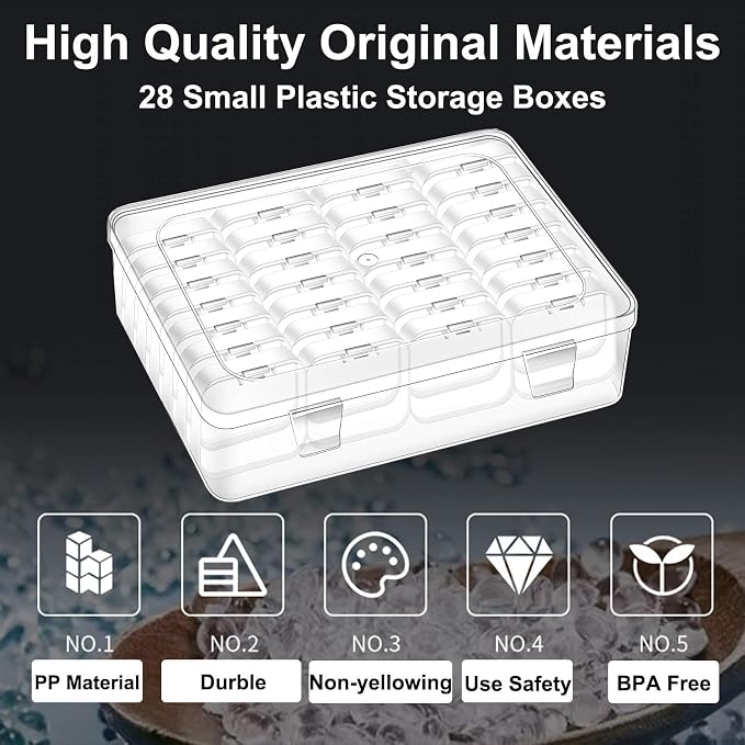 Bead Organizer Box, 56Pcs Small Clear Plastic Storage Containers, 2 Large Craft Organizer Boxes, 2 Sheets Label, Mini Parts Storage Solution for Beading Jewelry Making Diamond Arts Screws Seeds