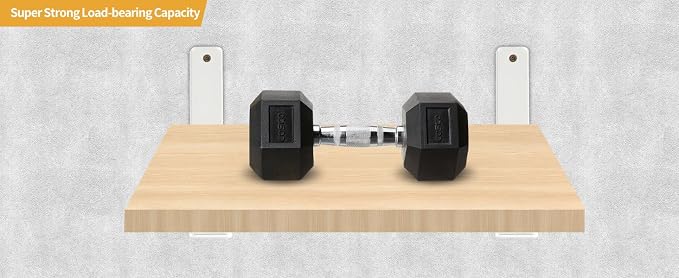 16 Pack - L 6" x H 4" x W1.5, 5mm Thick White L Shelf Bracket, Iron Shelf Brackets, Metal Shelf Brackets, Floating Shelf, Shelf Supports with Screws