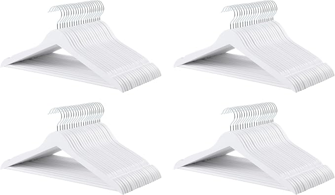 Amazon Basics Durable Wooden Clothes Hangers,White,(Pack of 80)