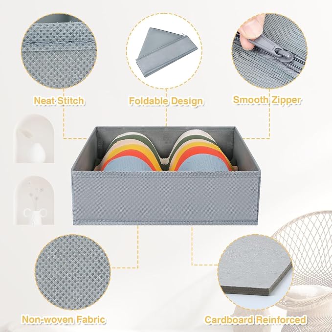 DIMJ Drawer Organizer Clothes 18 Pack - Foldable Baby Organizers and Storage & Dresser Organizer for Bedroom, Closet - Nursery Organization Dresser Dividers for underwear, Sock,Bra, Belt, Tie, Gray
