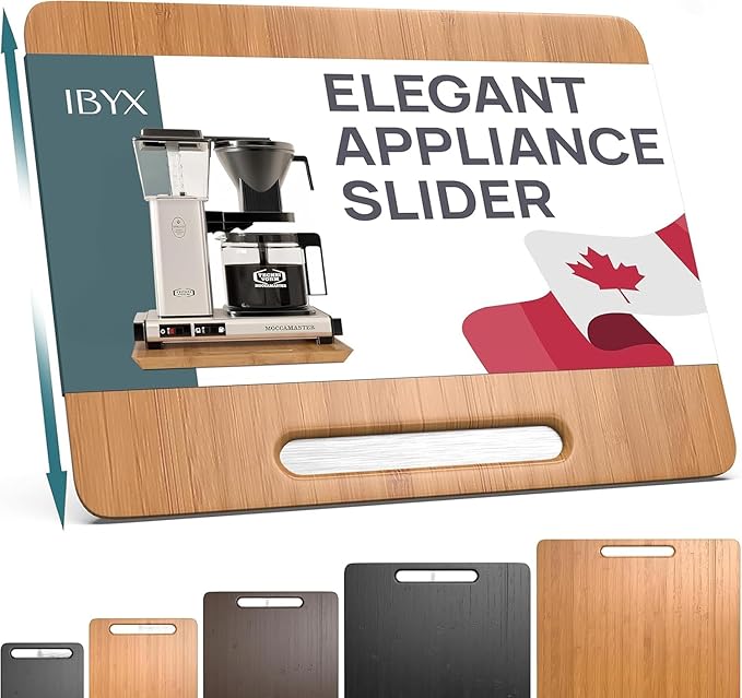 Ibyx Elegant Appliance Slider - Sliding Tray for Coffee Maker & Heavy Kitchen Appliances, Easy Slide, Made of Premium Bamboo, Space-Saving Kitchen Organizer, 40 lb Capacity, Natural - 13 x 10.5 Inch