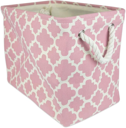 DII Polyester Container with Handles, Lattice Storage Bin, Medium, Rose