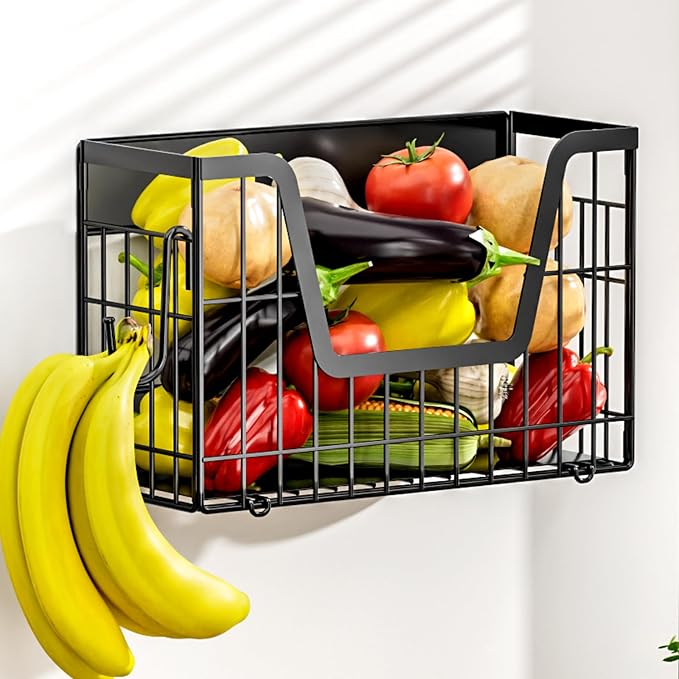 Magnetic Shelf for Fridge, Fruit Potato and Onion Storage Bins, Magnetic Spice Rack Shelves for Side of Refrigerator, Fruit Basket Magnetic Fridge Shelf Kitchen Pantry Organizer Storage