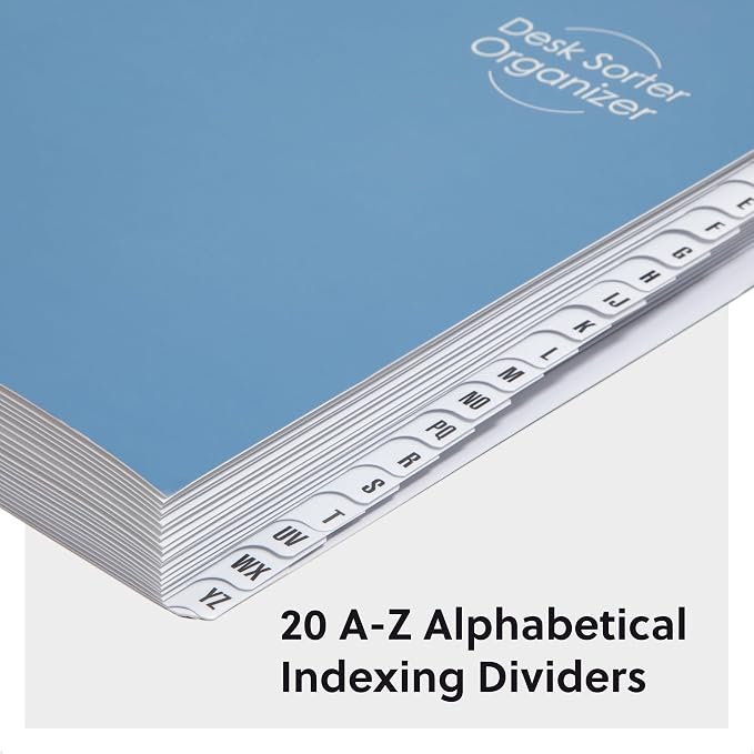 SMEAD Expandable Alphabetic File Sorter Dark Blue | Letter Size | 20 Dividers | Laminated Tabs | Pack of 5