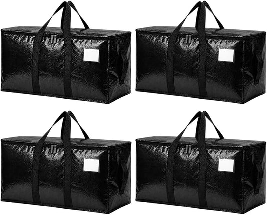 Songrey Heavy Duty Moving Bags, 4 Pack Large Storage Bags with Zipper & Handles, Waterproof Totes Bags for Clothes Packing, Moving, College Supplies, Home Organization
